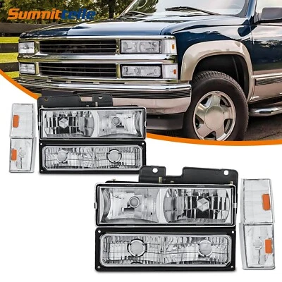 Headlights w/ Bumper Corner Lights For 1988-93 Chevy C/K 1500 2500 Suburban 3500 - Image 1 of 4