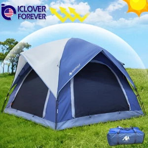 4 Person Camping Tent Dome Waterproof Double Layer Family Sun Canopy Shelter Big - Picture 1 of 12