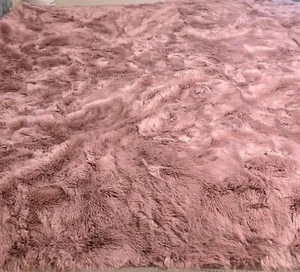 Anthropologie pink rose Faux Fur Throw Blanket Warm Cozy 70”-60” - Picture 1 of 7