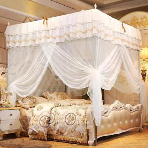 Luxury Princess 4 Corners Post Bed Canopy Bedroom Mosquito Netting Bed Curtain 