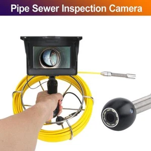 Schermo 5" Tubo Industriale Scarico Fogna Videocamera Impermeabile Endoscopio 65ft - Foto 1 di 8