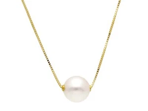 COLLANA ORO GIALLO O BIANCO, 18K, MAGLIA VENETA CON PERLA CENTRALE DA 8.5-9 MM - Foto 1 di 7
