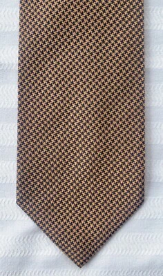 Excelente corbata de seda Luigi Borrelli Napoli patrón de pata de gallo bronce y negro Foto 1 de 3