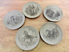 Poole Pottery Barbara Linley Adams Animal Design Brown Round Pin Dishes Set X 5