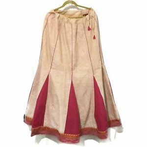 Women Maxi Skirt Gangotri Indian Handmade 40.5" Long Kirtle Beige/Pink Size L - Picture 1 of 7