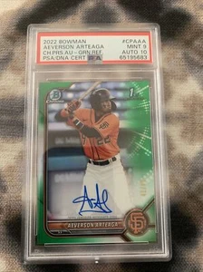Aeverson Arteaga 2022 Bowman Chrome 1st Green Refractor Auto /99 PSA 9 AUTO 10 - Bild 1 von 2