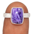 Natural Siberian Charoite 925 Sterling Silver Ring Jewelry s.7 CR27617