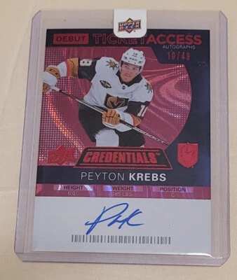 Peyton Krebs #/49 2020-21 Debut Ticket Access Auto - Red #DTAA-PK - Image 1 of 2