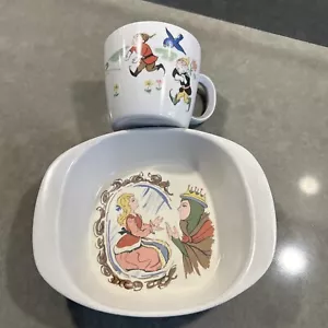 Vintage Noritake Sleeping Beauty Set Of 2 Children’s Melamine Dish And Cut Set - Picture 1 of 6