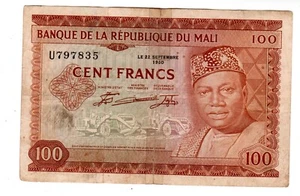 MALI  Billet 100 Francs  22/09/ 1960  P7  PRESIDENT  BON ETAT - Picture 1 of 2