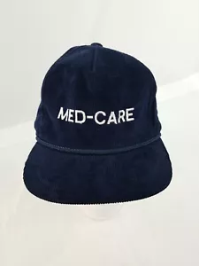 Sombrero de pana azul vintage Yupoong ""Cuidado Médico"" cordón Hipster Gorra Corea Usado en excelente condición - Imagen 1 de 8