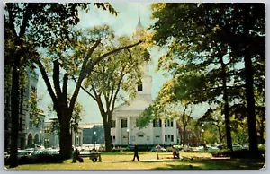 Postal de colección Springfield MA Court Square y primera iglesia congregacional vista - Imagen 1 de 2