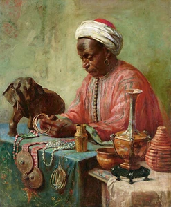 Gyula Tornai "Jewelry Maker" Green Artwork PAPER or CANVAS Fine Art Print - Photo 1/4