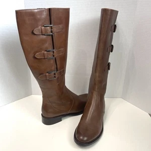 Ecco Hobart kniehoher brauner Lederreitstiefel 3 Schnallen Reißverschluss EU 40 US 9,5 - Bild 1 von 9