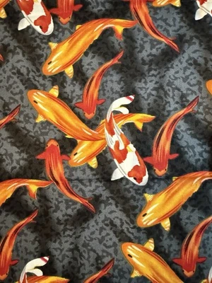 Andover Fabrics Nancy Davis-Murty FISH TALES Koi Cotton 39 x 44” - Image 1 of 3