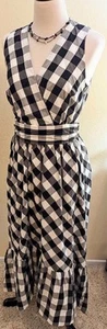 J. Crew Größe 10 Damen schwarz & weiß kariert Gingham Baumwolle ärmellos - Bild 1 von 6