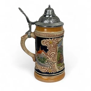 Vintage Germany 7,25" Deckel Bierstein Garmisch-Partenkirchen handbemalt selten - Bild 1 von 15