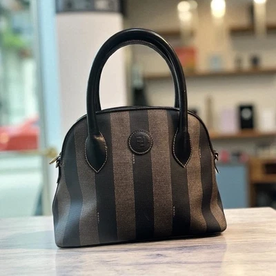 Fendi Penguin Stripe Black Brown Satchel - Image 1 of 4