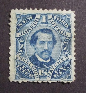 US# RO128 Joseph Loehr Excelsior Matches 1 cent Blue Proprietory Match stamp - Picture 1 of 2