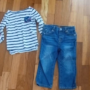 Striped Long Sleeve Shirt and SEVEN jeans, girl 24 month - Picture 1 of 3