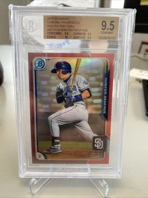 Bowman Chrome #159 Hunter Renfroe 2015 refractor rojo 2/5 SSP Foto 1 de 2