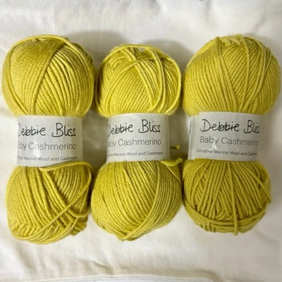 Debbie Bliss Baby Cashmerino Yarn Wool Cashmere Yellow 3 x 50g skeins 340091 - Image 1 of 4