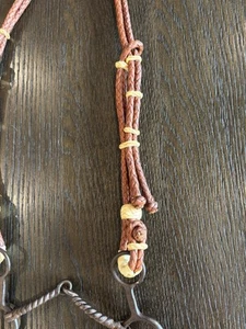 Cabezal de cuero crudo trenzado oreja dividida cuero de caballo ajustable vintage - Imagen 1 de 3