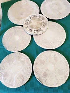 Vintage Set of 7 Silver Plated Etched Trivets/Hot Plates w Felt Bottoms BIRKS - Picture 1 of 6