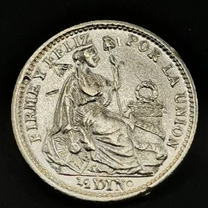 1/2 DINERO 1899 SILVER 900‰ LIMA PERU / PERU SILVER - Picture 1 of 2