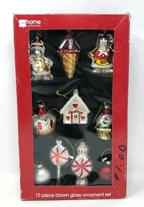 JC Penney Home 10 Weihnachtsmann Motiv handdekoriert Glas Weihnachtsschmuck - Bild 1 von 10