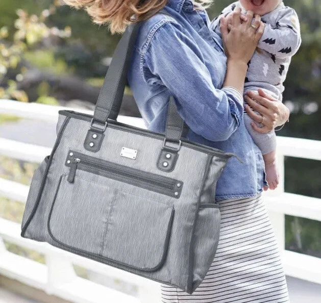 Carter’s Essence Gray Hues Rainfall Diaper Bag Tote Extra Large Baby Product - Image 1 of 4