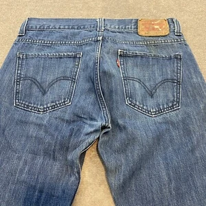 Levis 511 Jeans Mens 34 Fits 32x31 Blue Skinny Straight Dark Wash Distressed - Picture 1 of 15