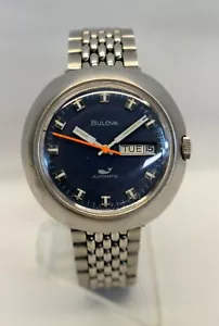orologio vintage 1970 BULOVA SEA KING "Whale" automatico QUADRANTE BLU acciaio inox - Foto 1 di 10