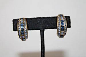 Heidi Daus Blue Crystal Hoop Earrings Tantalizing Trio - Picture 1 of 4