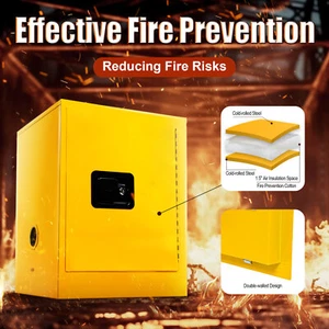 12 Gallon Fireproof Safety Storage Welded Cabinet Bin Flammable Liquid Storage - Picture 1 of 17