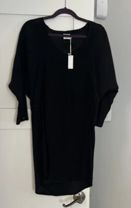 T Los Angeles Silk Blend Black 3/4 sleeve Hi-Lo Dress. medium. NWT - Picture 1 of 6