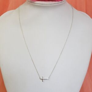 LA 925 Silver Plated Cross Pendant Necklace 18" Chain