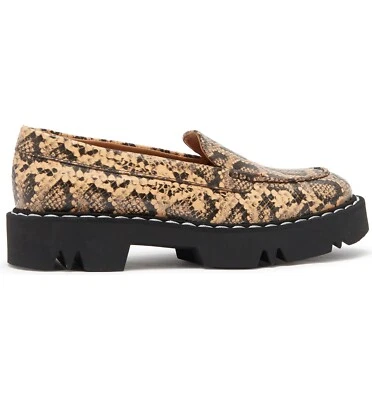 $450 AQUATALIA HONORA SNAKESKIN PRINT LOAFER LEATHER CARAMEL 9 (ME5) - Image 1 of 4
