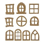 10 Pack MDF Wooden Fairy Door Miniature Windows Assorted Large