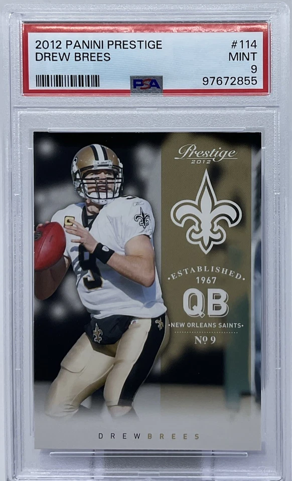 Drew Brees PSA 9 -2012 Panini Playoff Prestige -Saints, Purdue, Chargers, Canton - Image 1 of 4