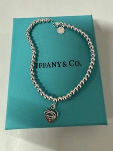 Return To Tiffany & Co. Sterling Silver 925 Kugel Armband Herzanhänger Neu #2 - Bild 1 von 6