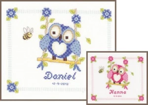 Vervaco Counted Cross Stitch Kit Owlet On A Swing 9.2" x 8" - Picture 1 of 4