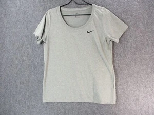 NIKE Camicia Donna Grande Verde Scollo Scoop Active Swoosh Activewear Manica Corta L - Foto 1 di 7