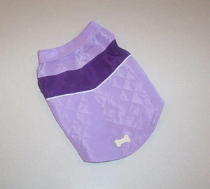 Lavender Striped with Collar Quilted Dog Coat Medium Pet - Picture 1 of 2