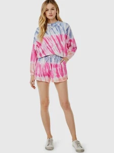 Scoop Women's Tie Dye Raglan Sweatshirt & Tie Dye Shorts Set, Medium (8-10) - Picture 1 of 11
