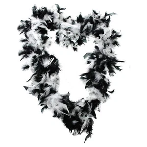 BLACK AND WHITE MIXED 65G FEATHER BOA CHARACTER FANCY DRESS COSTUME ACCESSORY - Picture 1 of 7
