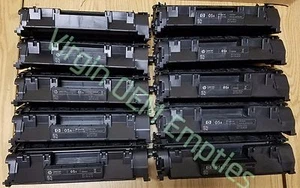 10 Virgin Genuine Empty HP 05A Laser Toner Cartridges FREE SHIPPING CE505A - Picture 1 of 1