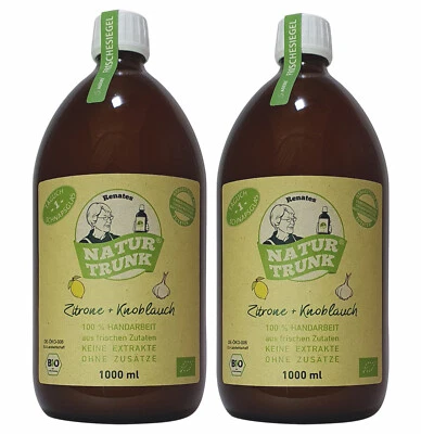 VITA-LEVIS (EUR 29,95 / Liter)💚BIO! Renates NaturTrunk N° 1 Zitrone + Knoblauch 2 X 1000ml