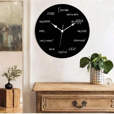 Math Equations Wall Clock Vintage Design  Gift 30cm Mathematics Black Board - Image 1 of 4