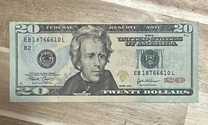 $20 dollar bill  2004 miscut error/ Misprint - FREE SHIPPING - $74.99 OBO - Picture 1 of 4
